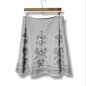 Basil & Maude Linen Blend Embroidered Skirt 6 | Boho Western Coastal Cowgirl